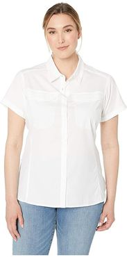 Plus Size Silver Ridge Lite Short Sleeve Shirt (White) Women's Clothing
