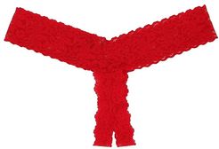 Signature Lace Low Rise Crotchless Thong (Red) Women's Lingerie