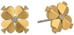 Legacy Logo Spade Flower Studs Earrings (Clear/Gold) Earring