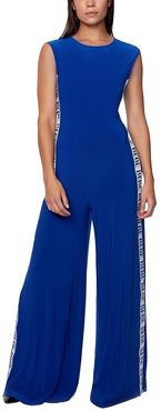 Side Taping Bebe Logo Jumpsuit (Royal) Women's Jumpsuit & Rompers One Piece