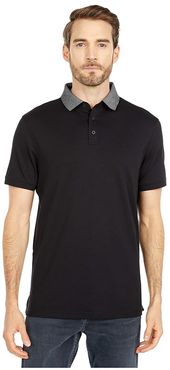 Short Sleeve Liquid Touch Polo Shirt (Black Combo) Men's Clothing