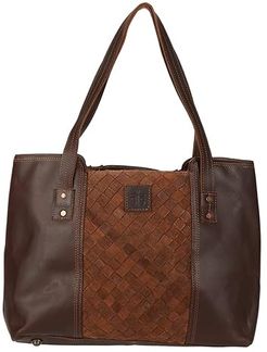 Basket Weave Large Tote (Brown) Handbags