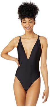 Simply Solid One-Piece (Black) Women's Swimsuits One Piece