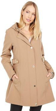 Hooded Soft Shell Walker w/ Side Detail (Camel) Women's Clothing