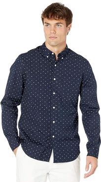 Organic Stretch Secret Wash Shirt in Tiny Geo (Tiny Geo Navy/White) Men's Clothing