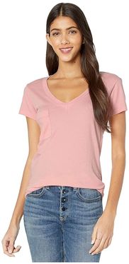 V-Pocket Tee - Tissue Jersey (Coral Pink) Women's Short Sleeve Pullover
