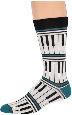 Piano Stripe (Blue) Men's Crew Cut Socks Shoes