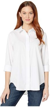 Shirt with Hidden Placket (White) Women's Clothing