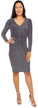 V-Neck Glitter Jersey Dress (Night) Women's Dress