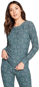 Silver Stars Cozy Knit Raglan Pullover (Succulent) Women's Sweatshirt