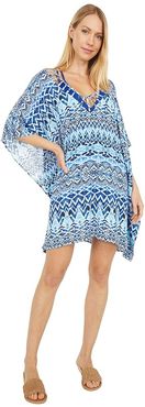 Oasis Ikat Tunic Cover-Up Dress (Blue) Women's Swimwear