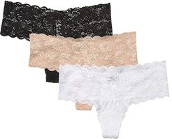 Never Say Never Comfie Cutie Thong 3-Pack (Black/White/Sette) Women's Underwear