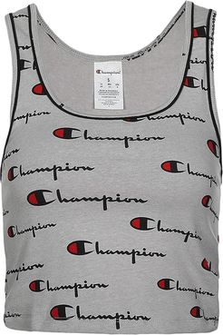 Multi Script Crop Top (Oxford Gray Multi) Women's Clothing