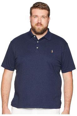 Big Tall Soft Cotton Polo (Spring Navy Heather) Men's Clothing
