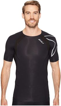 Compression Short Sleeve Top (Black/Silver) Men's Workout