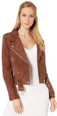 Suede Moto Jacket (Chocolate Truffle) Women's Coat