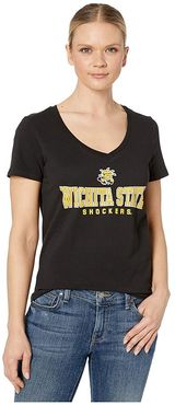 Wichita State Shockers University V-Neck Tee (Black 2) Women's T Shirt