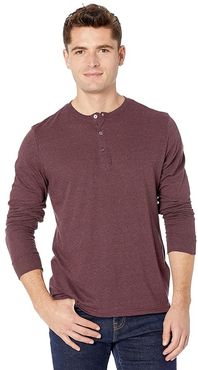 Tri-Blend Long Sleeved Henley (Maroon Rust) Men's Clothing