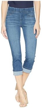 Petite Chloe Wide Cuffed Pull-On Crop in Premium Silky Soft Stretch Denim in Harlow (Harlow) Women's Jeans