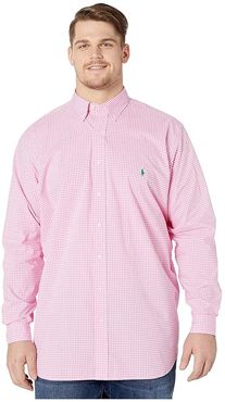 Big Tall Long Sleeve Poplin (Pink/White) Men's Clothing