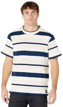 Preston Textured Stripe High Neck T-Shirt (Ecru) Men's Clothing