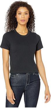 Heavyweight Recycled Cotton Cropped Pocket Tee (Black) Women's T Shirt