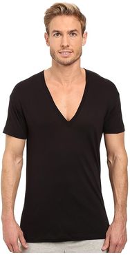 Pima Slim Fit Deep V-Neck T-Shirt (Black) Men's T Shirt