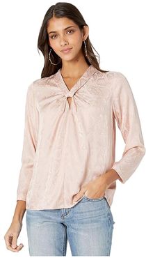 Long Sleeve Snake Jacquard Top (Rose Quartz) Women's Clothing