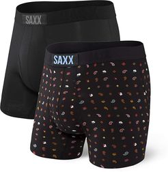 Quest Boxer Brief Fly 2-Pack (Black/Tie One On) Men's Underwear