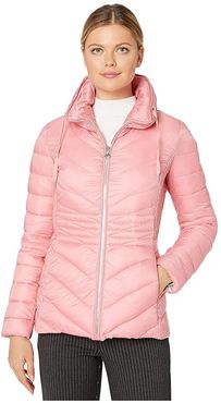 EcoPlume Packable Chevron Puffer Jacket (Brandied Apricot Pink) Women's Jacket