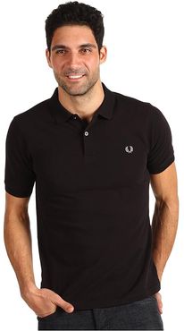 Slim Fit Solid Plain Polo (Black/Chrome) Men's Short Sleeve Pullover
