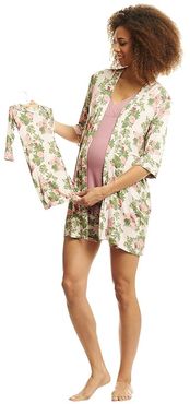 Adalia Maternity/Nursing Mommy Me Five-Piece PJ Set (Beige Floral) Women's Pajama Sets