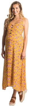 Savannah Maternity/Nursing Dress (Mustard Floral) Women's Clothing