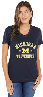 Michigan Wolverines University 2.0 V-Neck T-Shirt (Marine Midnight Navy) Women's Clothing