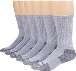 Cotton Work Crews 6-Pack (Gray) Men's Crew Cut Socks Shoes