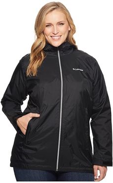 Plus Size Switchback Lined Long Jacket (Black) Women's Coat