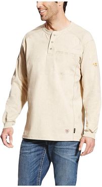 Big Tall FR Air Henley Top (Sand Heather) Men's Clothing