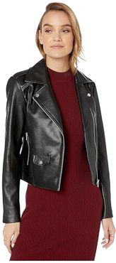 Roxy Faux Leather Moto Jacket (Black) Women's Clothing