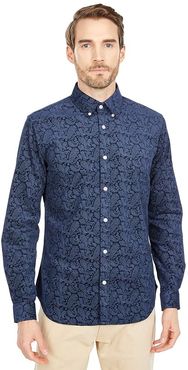 Long Sleeve Paisley Shirt (Navy Blazer) Men's Clothing