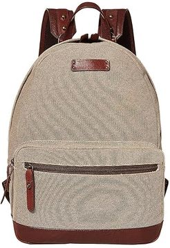 RFID Canvas/Washed Crossbody Backpack (Khaki/Brown) Handbags