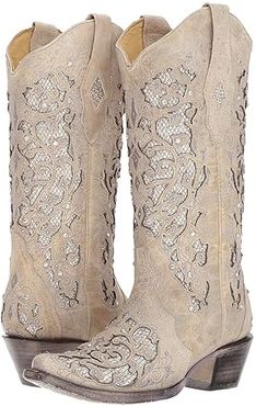 A3322 (White Glitter) Cowboy Boots