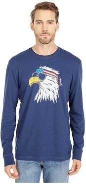 Patriotic Eagle Long Sleeve Crusher Tee (Darkest Blue) Men's T Shirt