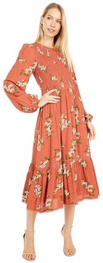 Champagne At The Palace Midi Dress (Amber Multi) Women's Clothing