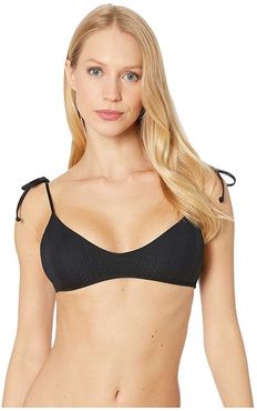 Pointelle Rib Daisy Top (Black) Women's Swimwear