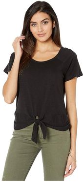 Lou Ruched Tie Tee (Black) Women's Clothing