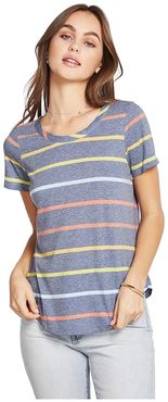Recycled Vintage Jersey Short Sleeve Shirttail Tee (Stripe) Women's T Shirt