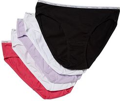 5-Pack Signature Cotton Bikini Bottoms (Black/White/Peony Blossom/Tender/Coastal) Women's Underwear