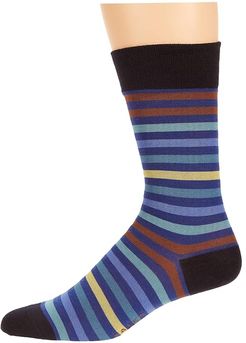 Tinted Stripe Sock (Dark Navy/Caramel) Men's Crew Cut Socks Shoes