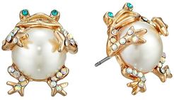 Pearl Critters Frog Stud Earrings (Pearl) Earring