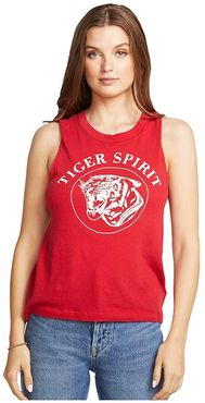 Tiger Spirit Gauzy Cotton Cropped High-Low Muscle Tank (Cardinal) Women's Sleeveless